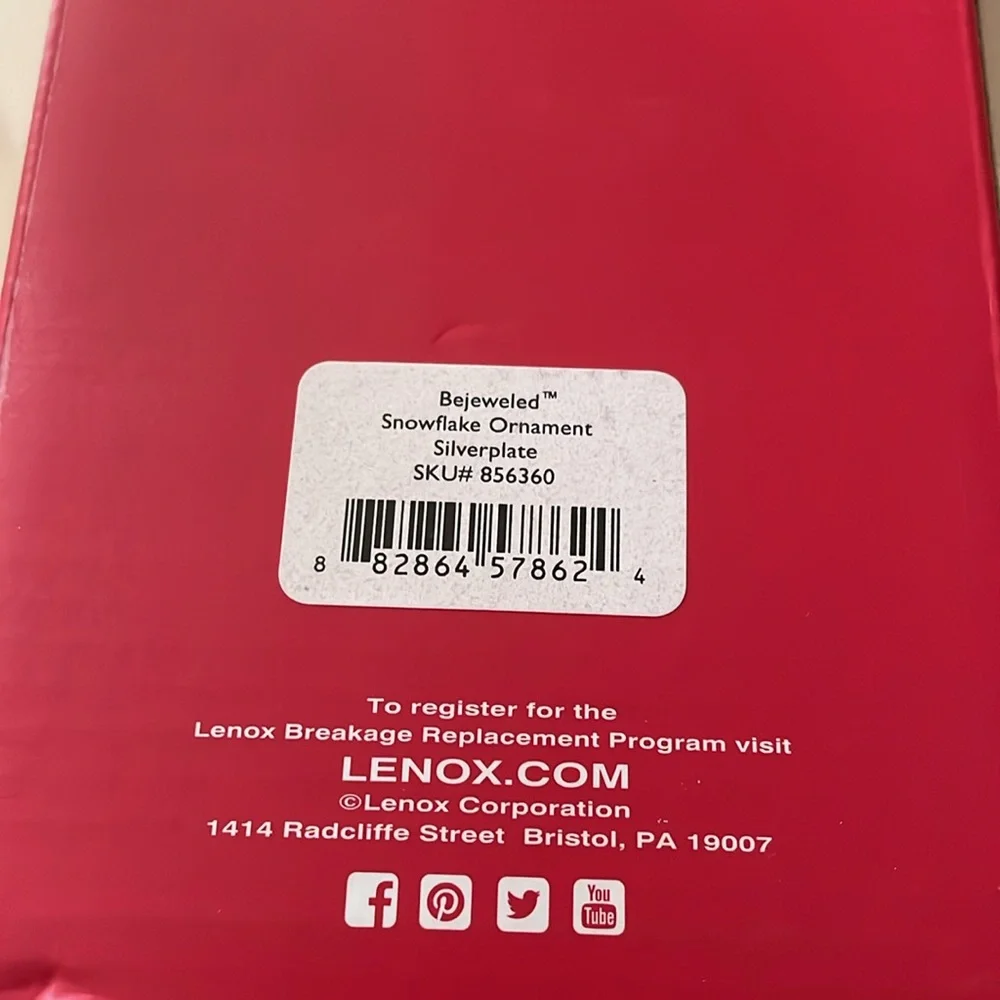NIB Lenox Bejeweled Silverplate Snowflake Ornament Rhinestone Christmas Holiday - Picture 6 of 6